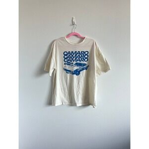 General Motors Cream & Blue Camaro Chevrolet Graphic T-Shirt M Off-Duty Indie